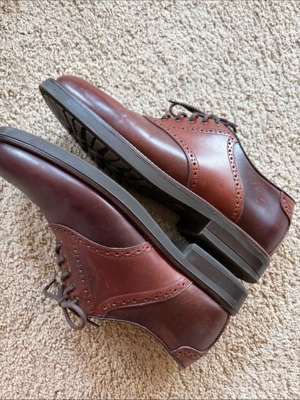 Florsheim @ ease Two-tone Brown Leather Oxford Brogue Saddle Shoe Mens 10.5 M